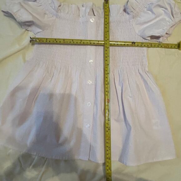 Castle core Smocked top with puff sleeves Coastal cottage fairy top Sz M White - Picture 6 of 6